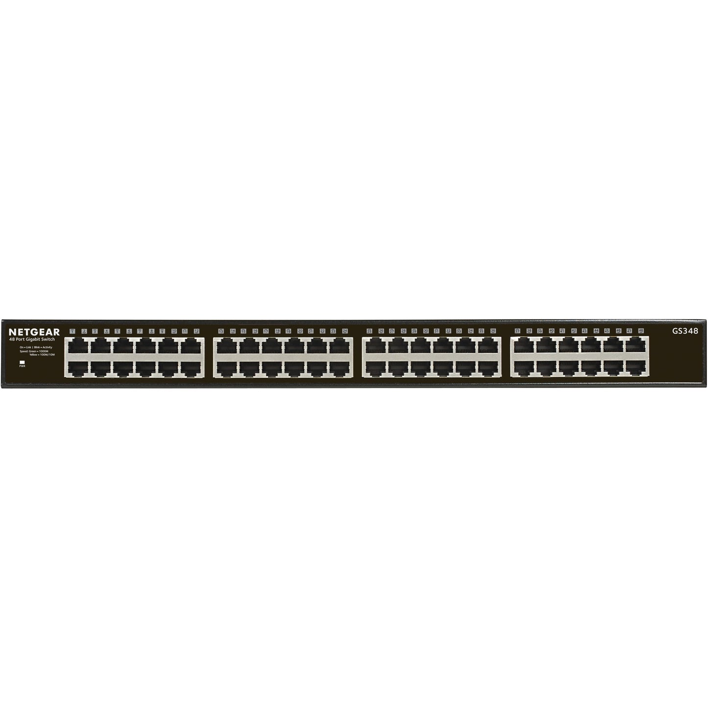 NETGEAR GS348 Neupravljani Gigabit Ethernet (10/100/1000) 1U Crna. Neupravljani. Gigabit Ethernet (10/100/1000). Montaža u rack. 1U