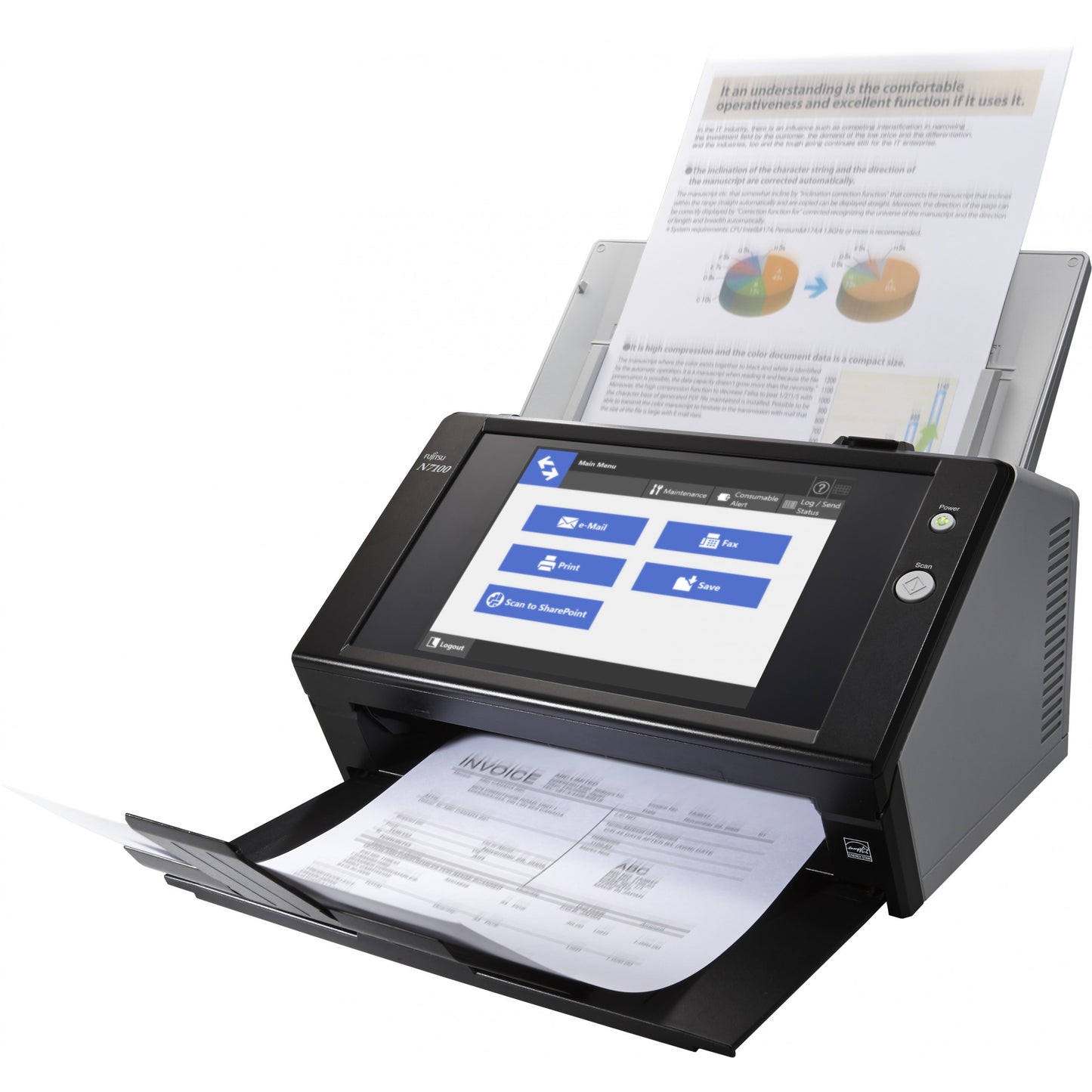 Ricoh N7100E. 216 x 3048 mm. 600 x 600 DPI. 24-bita. 8-bita. 1-bit. 25 stranica u minuti