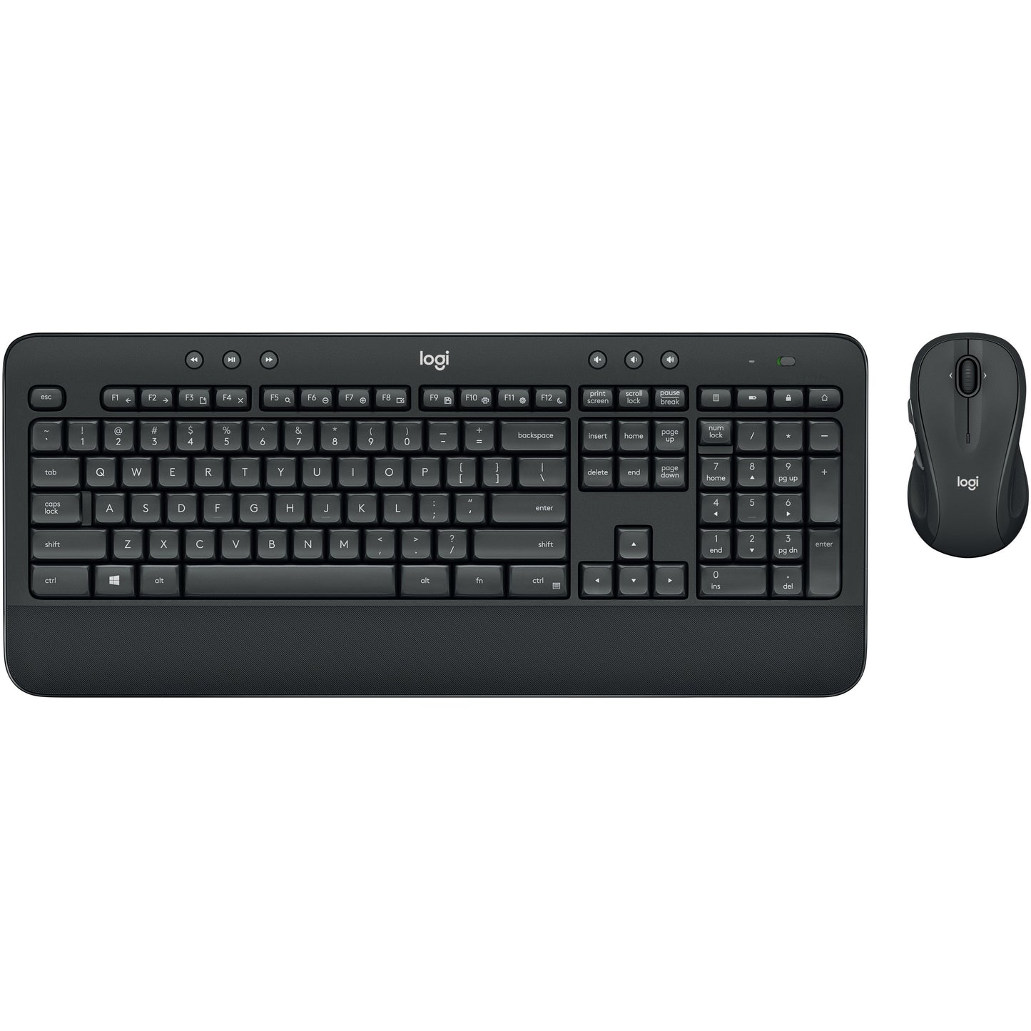 Logitech MK545 napredna bežična tastatura i miš. Puna veličina (100%). Žični. USB. QWERTY. Crna. Miš uključen.