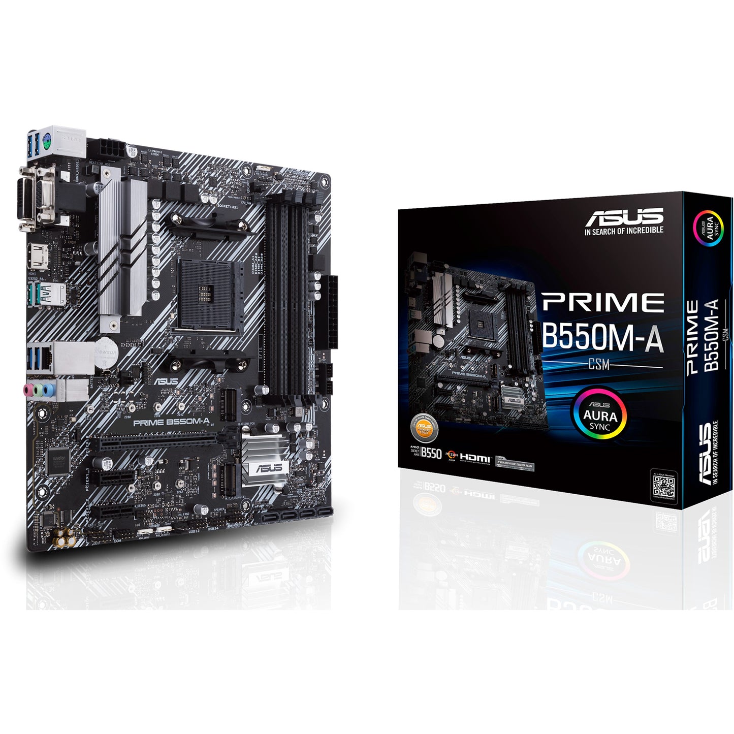 ASUS Prime B550M-A/CSM. AMD. Podnožje AM4. AMD Ryzen 3000 serija. DDR4 SDRAM. 128GB. DIMM