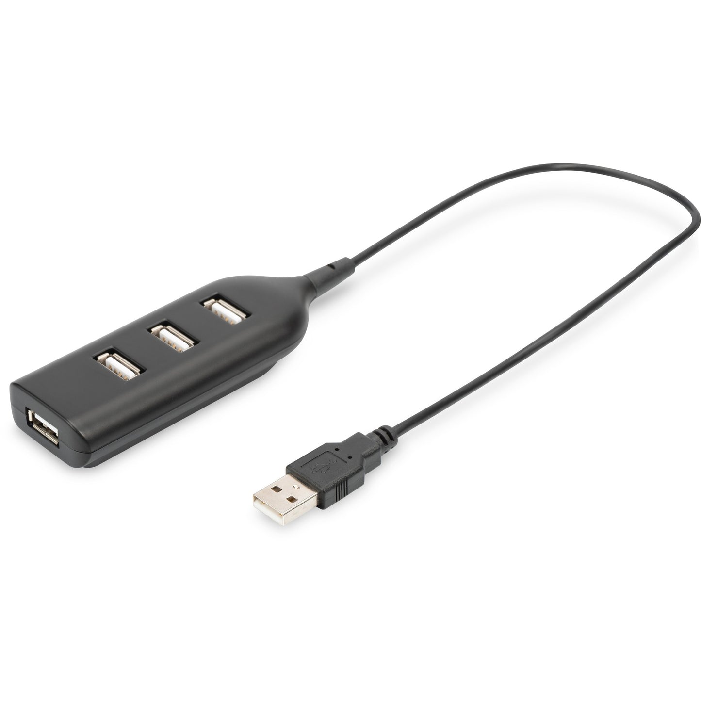 Digitus USB 2.0 Hub. 4-portni. USB 2.0. 480 Mbit/s. Crni. Plastični. Status. 0,3 m