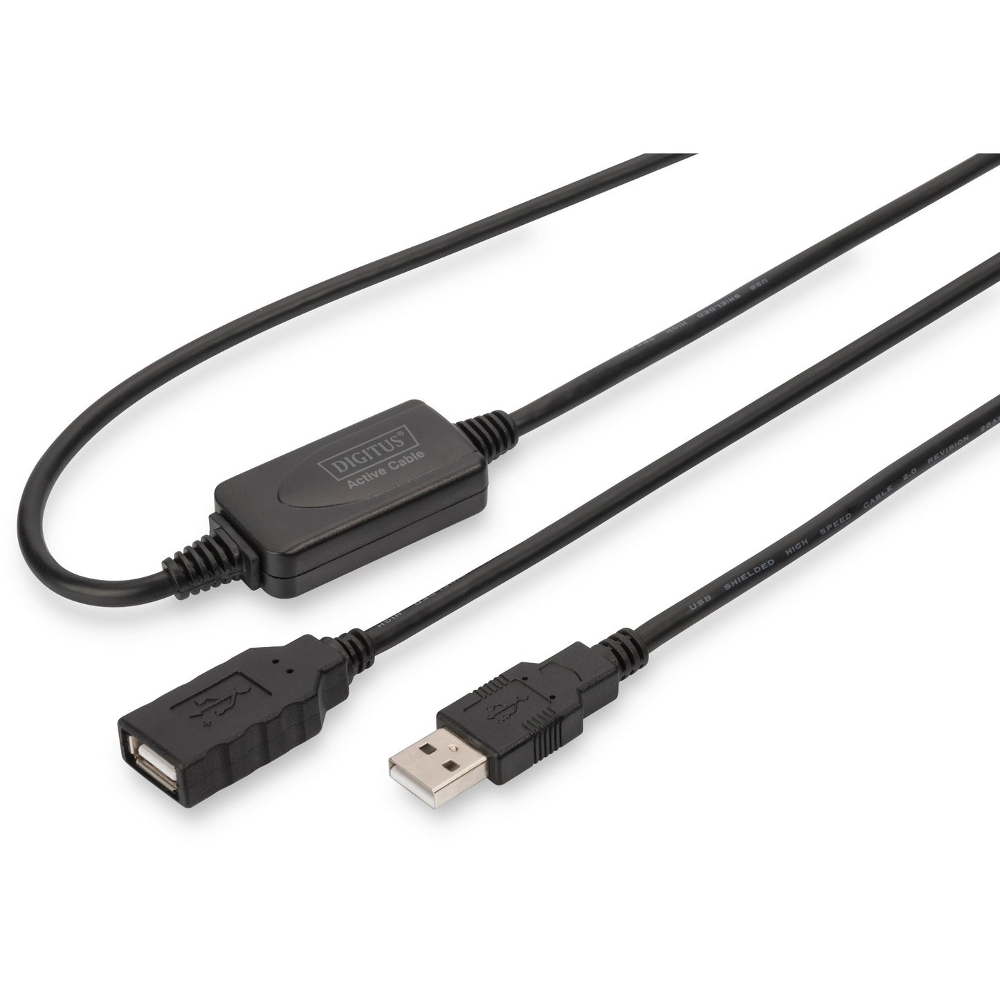 Digitus aktivni USB 2.0 produžni kabel. 10 m. 10 m. USB A. USB A. USB 2.0. 0,48 Gbit/s. Crni