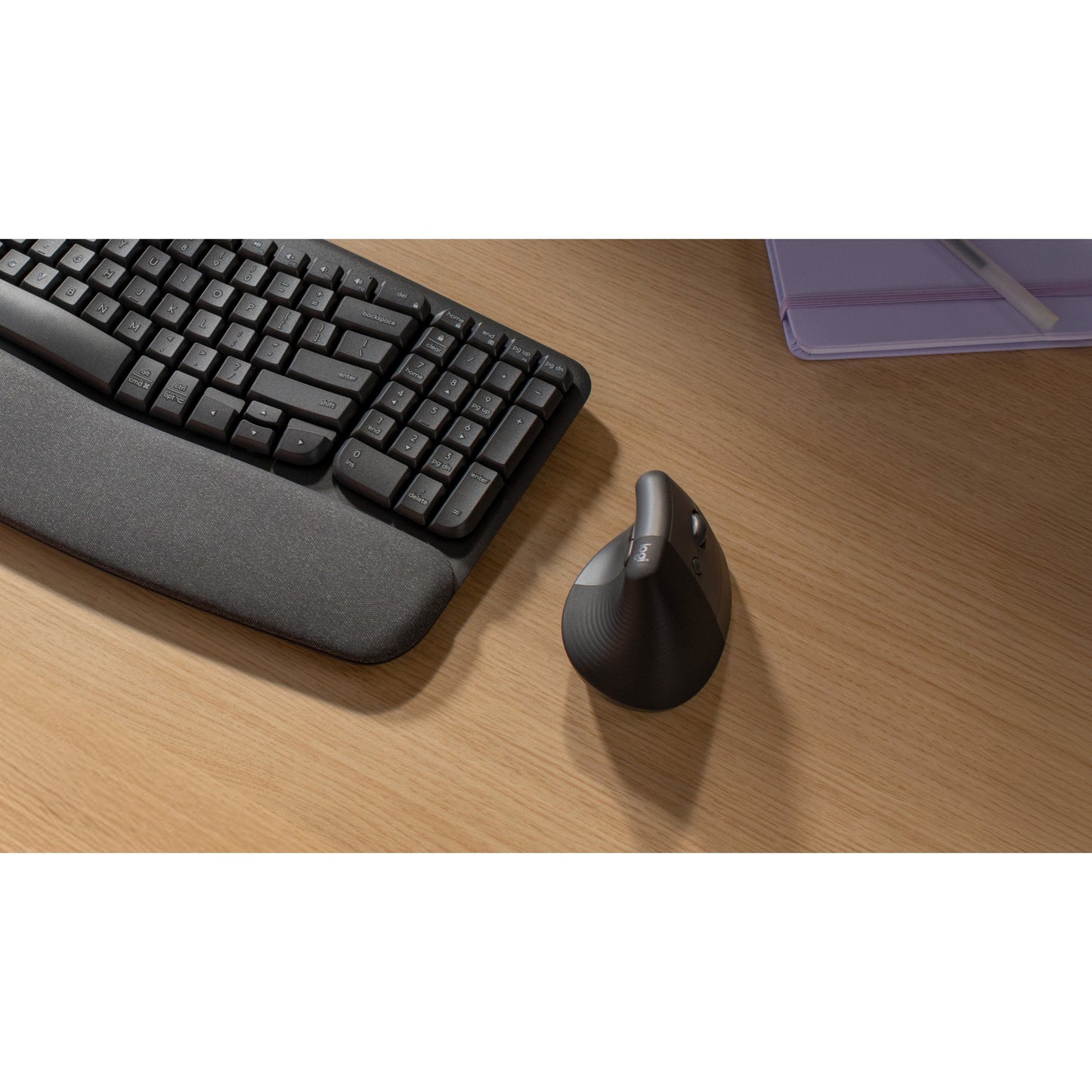 Logitech Lift. Desno. Vertikalni dizajn. Optički. RF bežični + Bluetooth. 4000 DPI. Grafit.
