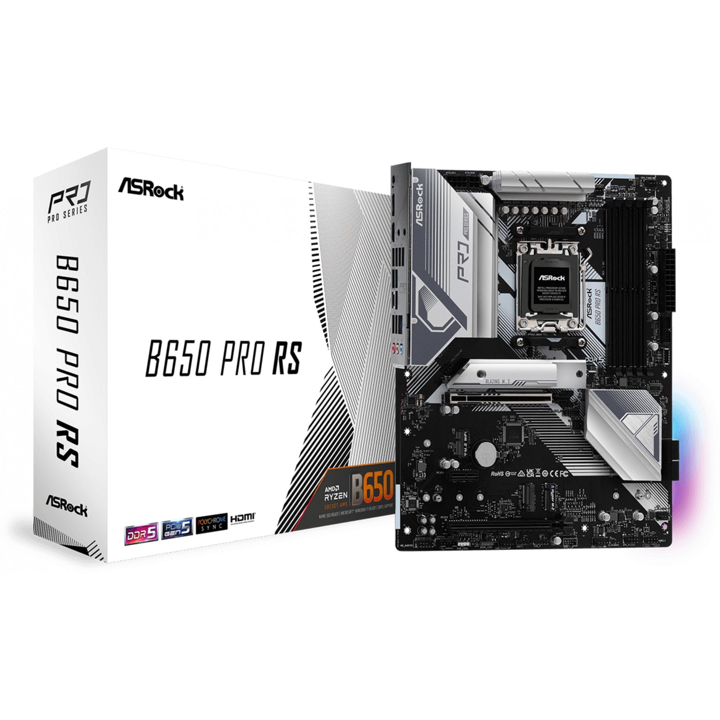 Asrock B650 Pro RS. AMD. Podnožje AM5. AMD Ryzen 7000 serija. DDR5 SDRAM. 128GB. DIMM