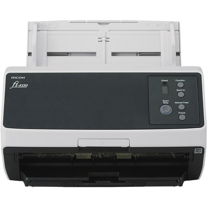 Ricoh FI-8150. 216 x 355,6 mm. 600 x 600 DPI. 50 stranica u minuti. Siva nijansa. Monohromatski. ADF + skener sa ručnim uvlačenjem. Crna. Siva