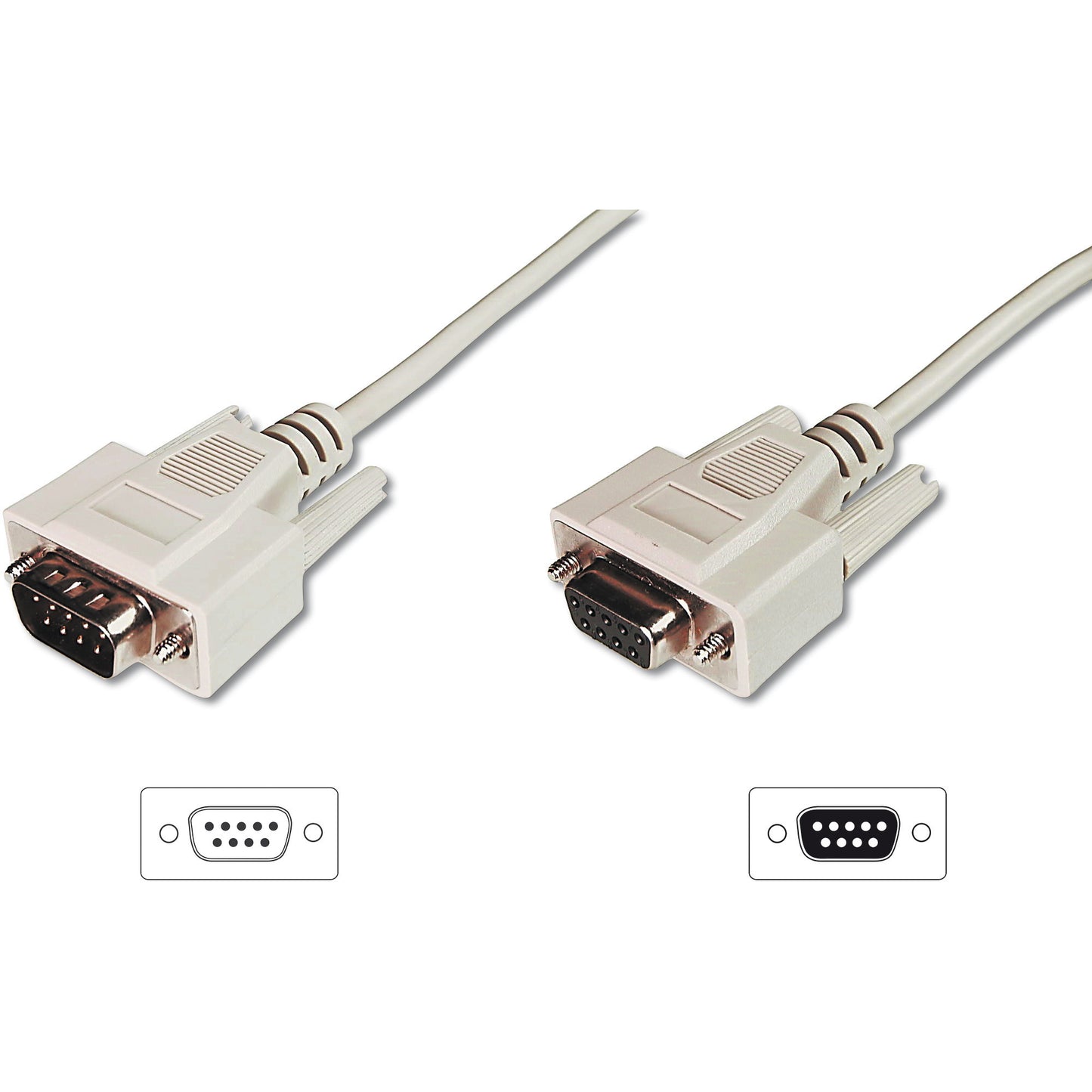 Digitus produžni kabel za prijenos podataka. D-Sub9/St - D-Sub9/Bu. Bež. 2 m. DB9. DB9. Nikl. Kina.