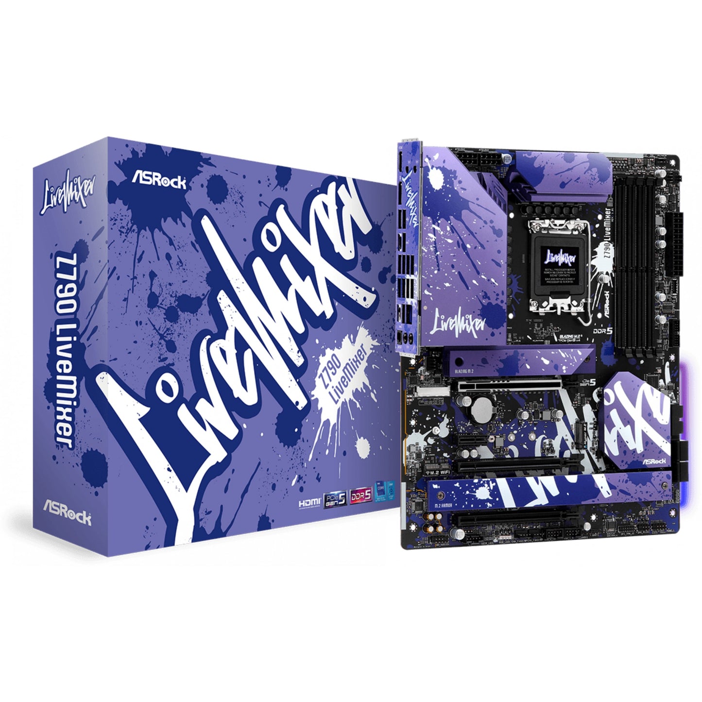 Asrock Z790 LiveMixer. Intel. LGA 1700. Intel® Core™ i5. Intel® Core™ i7. Intel® Core™ i9. DDR5 SDRAM. 128 GB. DIMM