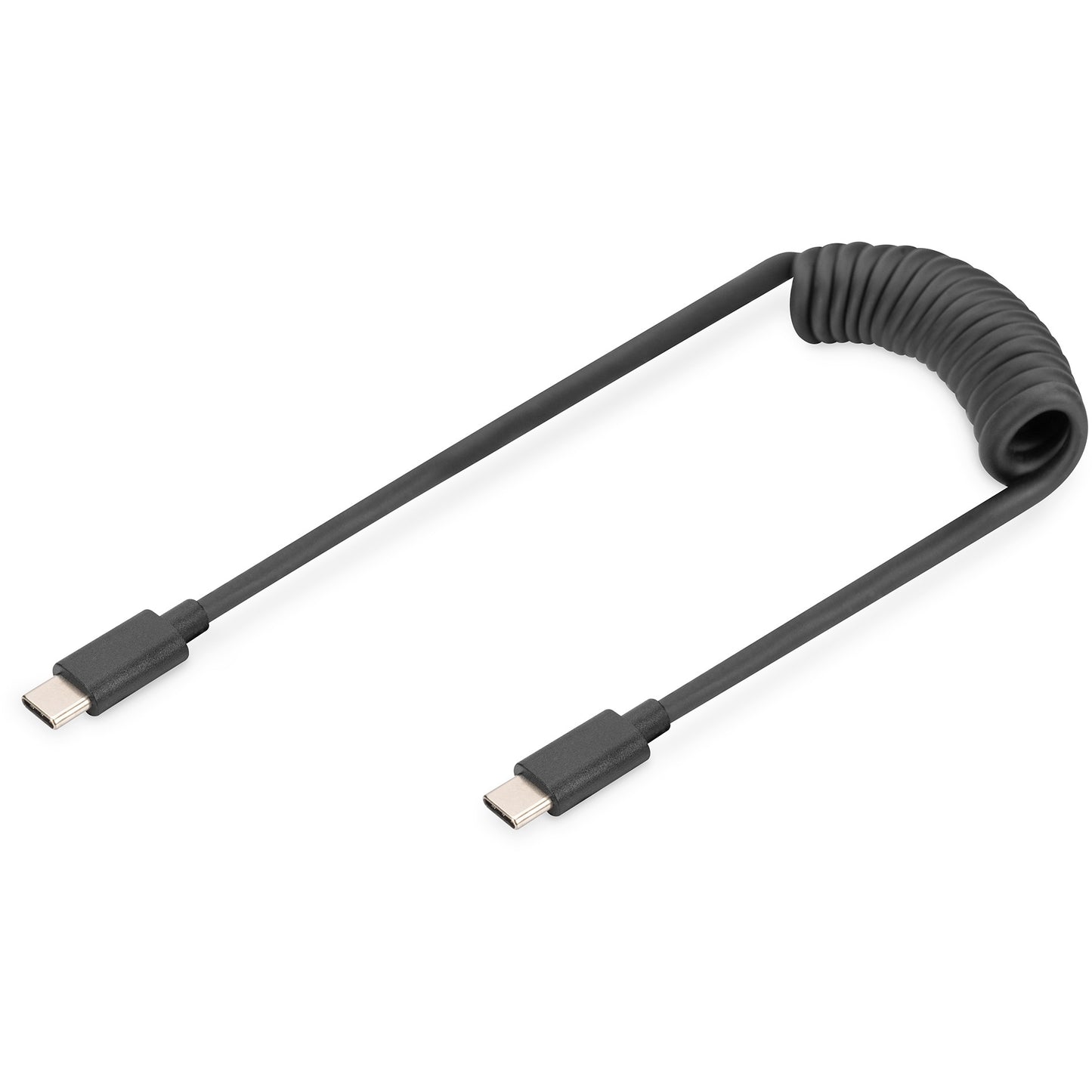 Digitus USB 2.0 - USB-C na USB-C spiralni kabel. 1 m. USB-C. USB-C. USB 2.0. 0.48 Gbit/s. Crni