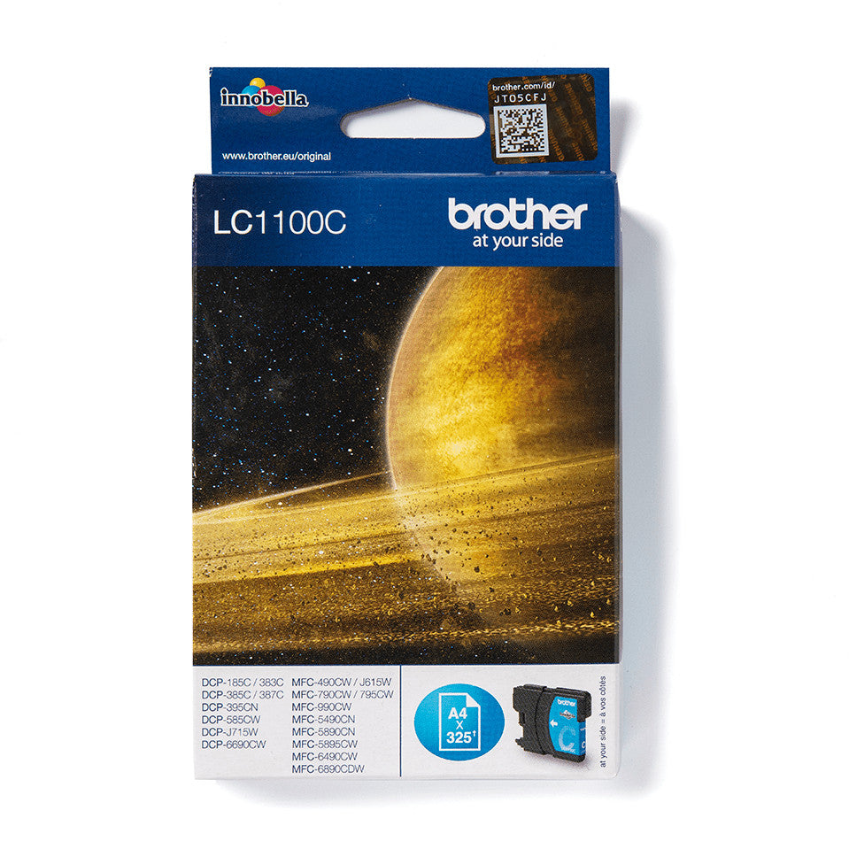 Brother LC1100C. Cijan. 1 komad. 325 stranica. Pojedinačno pakovanje.