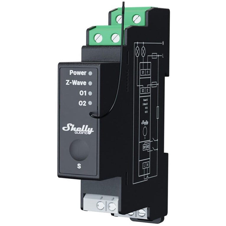 Shelly Qubino Wave Pro 2PM. Inteligentni relej. Crna. Plastika. 25 mW. Domet 40 m. 2 kanala