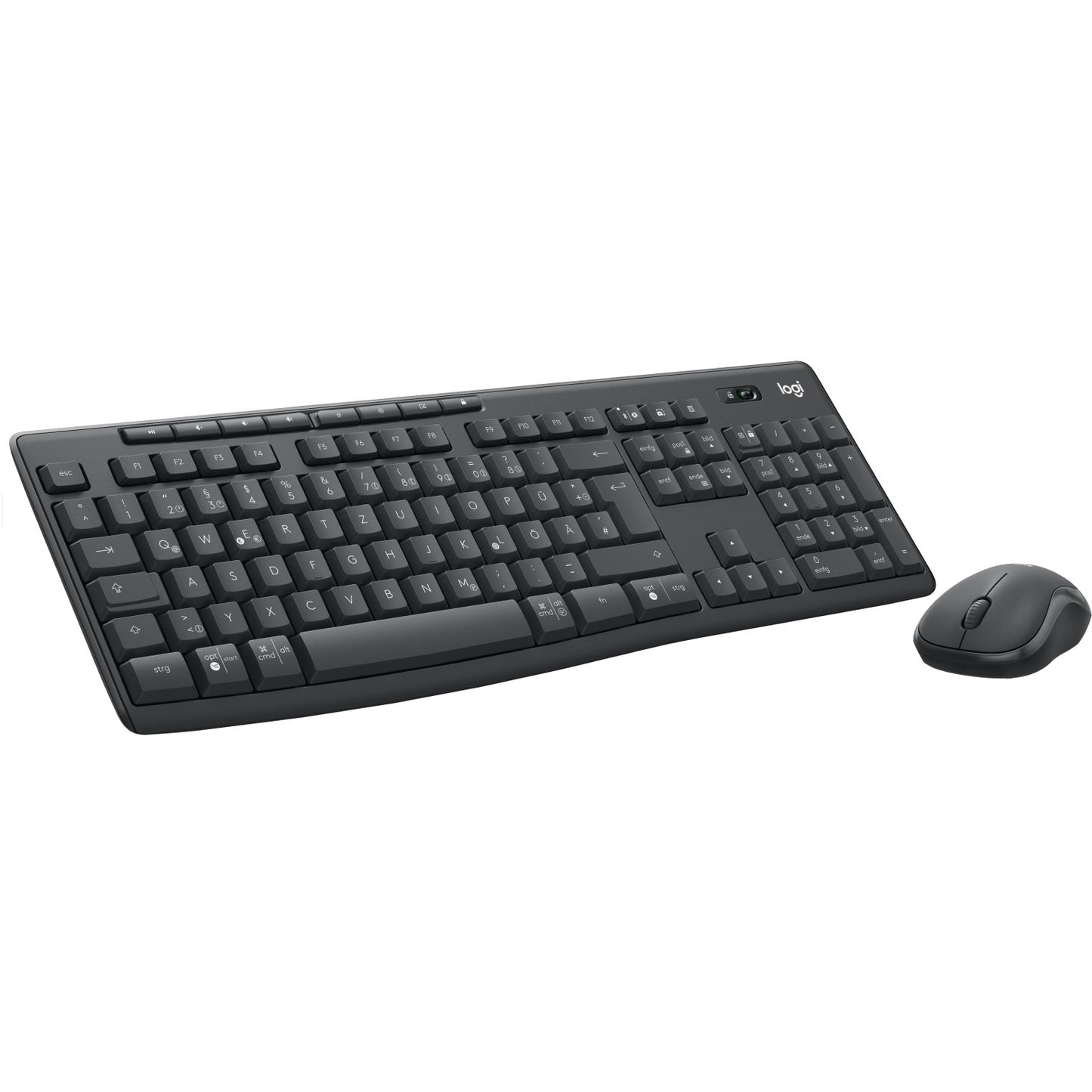 Logitech 920-012065. Bežični. Bluetooth. Membranski prekidač. QWERTZ raspored. Grafit. Miš uključen.