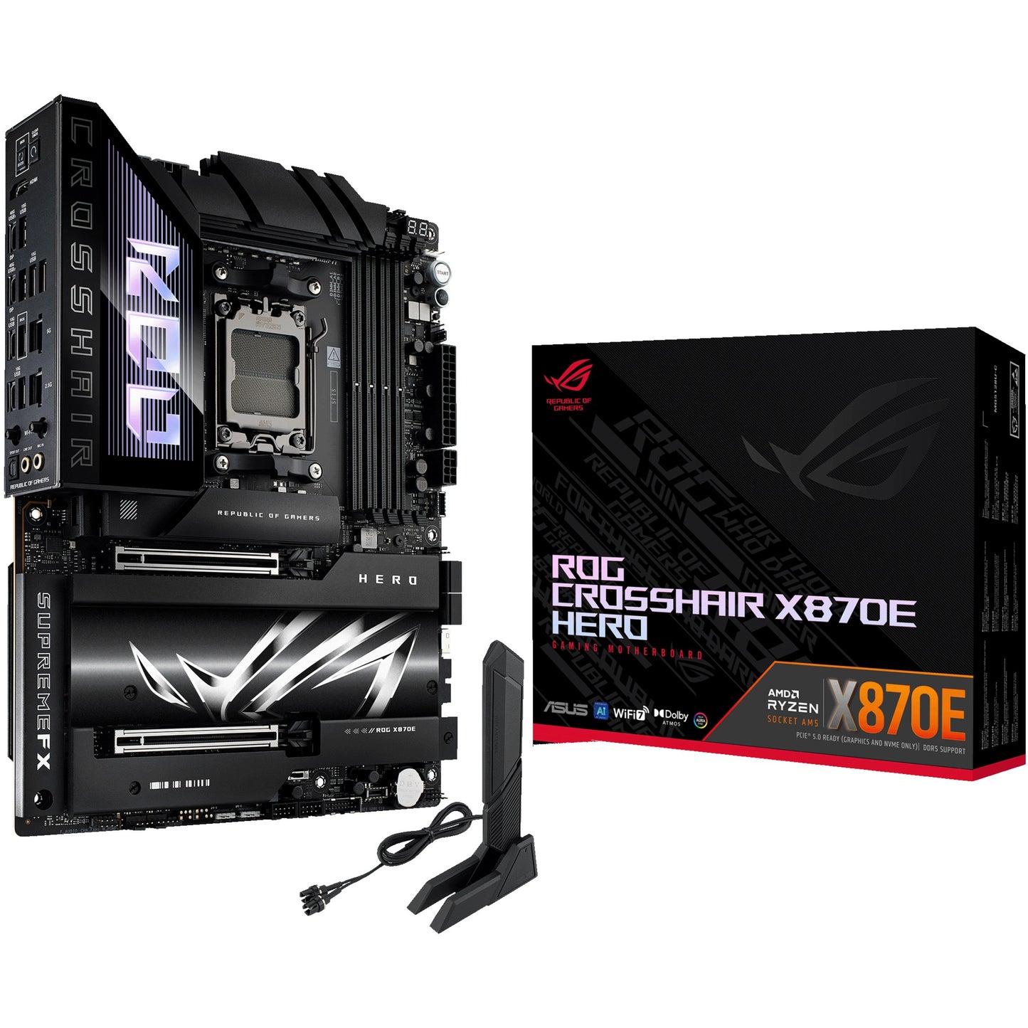 ASUS ROG CROSSHAIR X870E HERO. AMD. Podnožje AM5. Podnožje AM5. DDR5 SDRAM. 192GB. DIMM