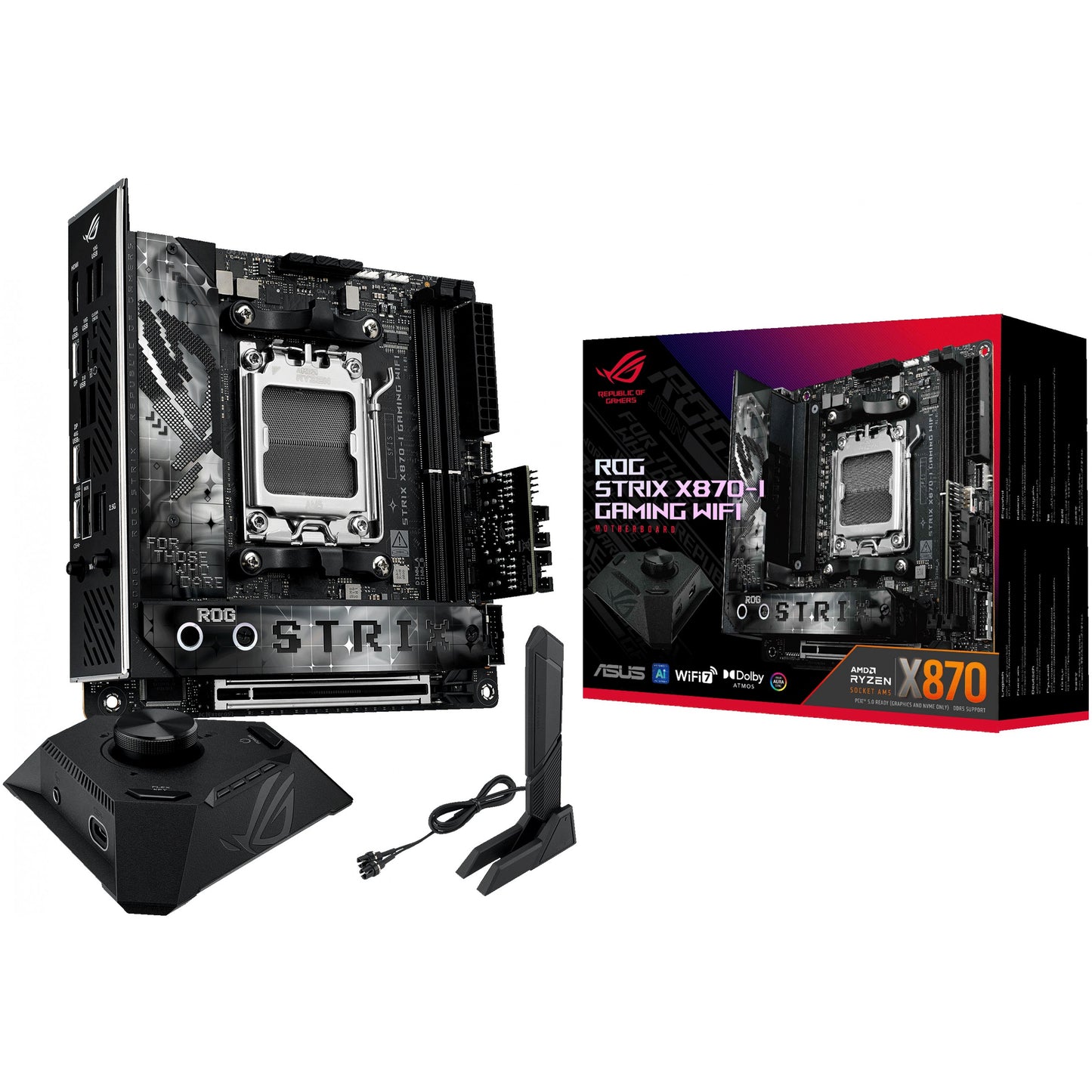 ASUS ROG STRIX X870-I GAMING WIFI. AMD. Podnožje AM5. AMD Ryzen 7000 serija. AMD Ryzen 8000 serija. AMD Ryzen 9000 serija. DDR5 SDRAM. 96GB. DIMM