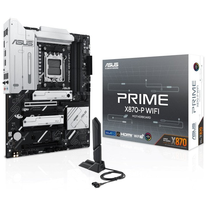 ASUS Prime X870-P WIFI. AMD. Podnožje AM5. AMD Ryzen 7000 serija. AMD Ryzen 8000 serija. AMD Ryzen 9000 serija. Podnožje AM5. DDR5 SDRAM. 192GB