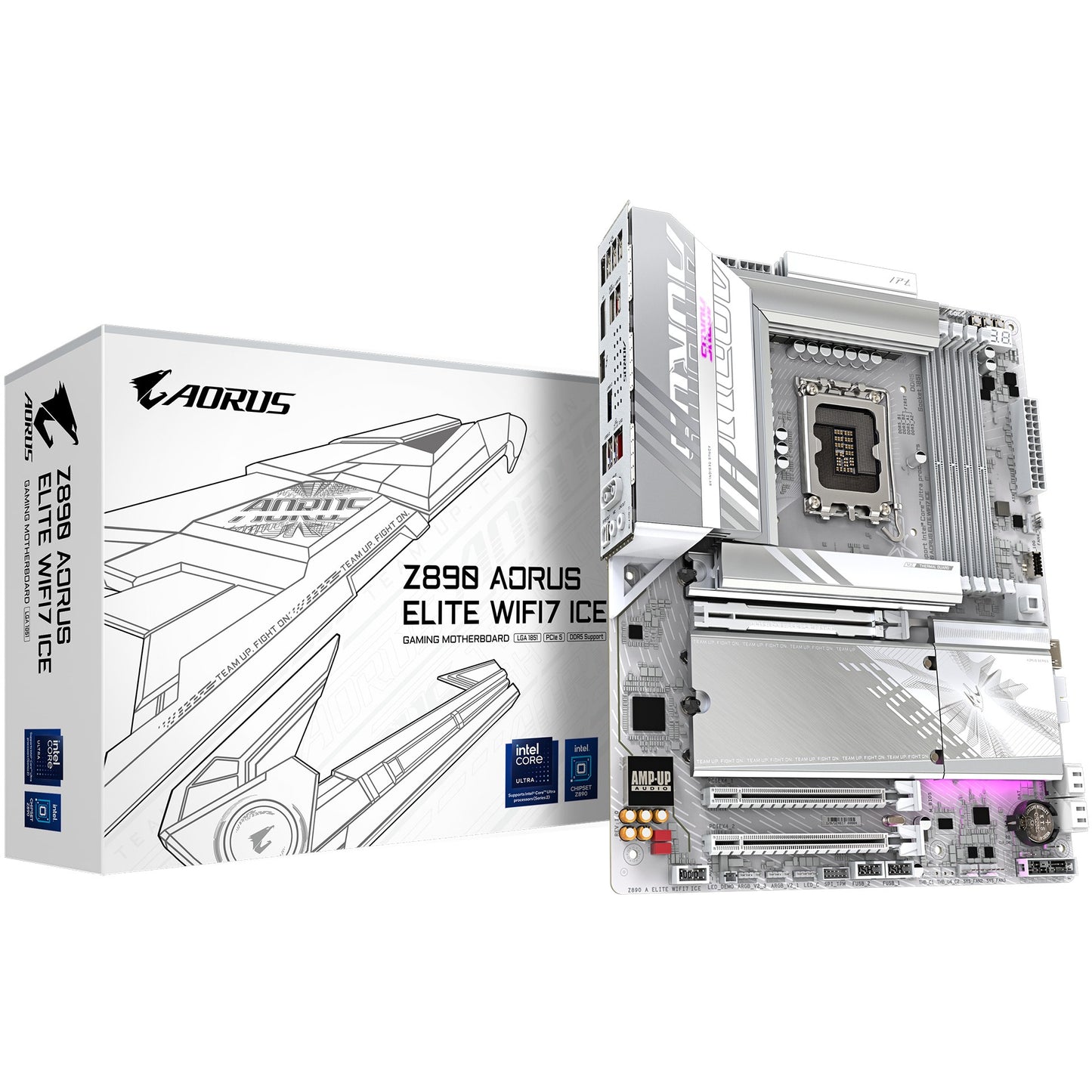 GIGABYTE Z890 AORUS ELITE WIFI7 ICE matična ploča - Podržava Intel Core Ultra (Serija 2) procesore. 16+1+2 fazni VRM. Do 8800MHz DDR5 (OC). 1x PCIe 5.0 + 3x PCIe 4.0. Wi-Fi 7. 2.5GbE LAN. Thunderbolt 4. Intel. LGA 1851 (Socket V1). Intel Core Ultra (Serija 2). LGA 1851. 256 GB DDR5 SDRAM.