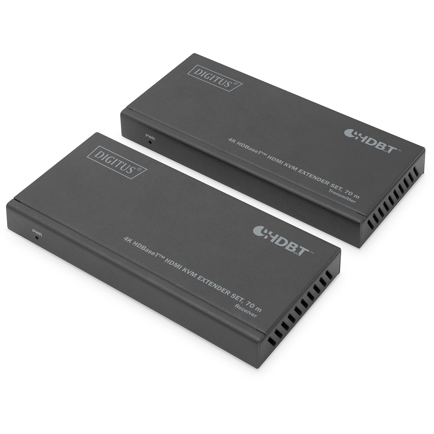 Digitus 4K HDBaseT™ HDMI KVM set produživača. 70 m. Predajnik i prijemnik. Žični. 70 m. Cat6. Cat6a. Cat7. Cat8. 3840 x 2160 piksela. Crni.