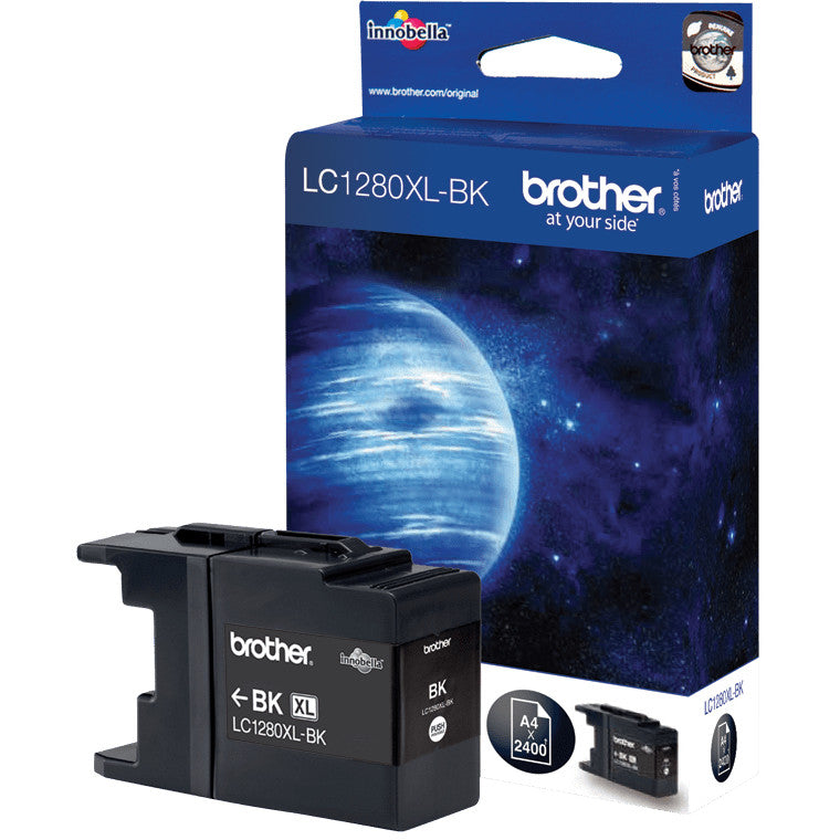 Brother LC1280XLBK. Crna. Tinta na bazi pigmenta. 1 komad. 2400 stranica. Pojedinačno pakovanje.