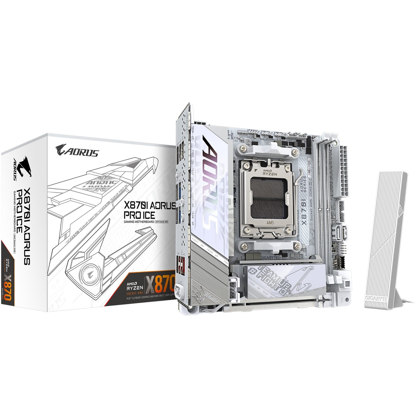 GIGABYTE X870I AORUS PRO ICE matična ploča - Podržava AMD Ryzen 9000 seriju procesora. 8+2+1 fazni VRM. Do 8400 MHz DDR5 (OC). 1x PCIe 5.0 M.2 + 1x PCIe 4.0 M.2. Wi-Fi 7. 2.5 GbE LAN. USB 4. AMD. Podnožje AM5. AMD Ryzen 7000 serija. AMD Ryzen 8000 serija. AMD Ryzen 9000 serija. Podnožje AM5. DDR5 SDRAM. 128 GB