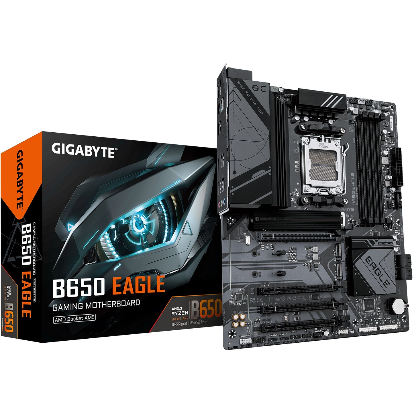 GIGABYTE B650 EAGLE matična ploča - AMD Ryzen 9000 serija. 12+2+2 faze VRM. do 7600 MHz DDR5 (OC). 1xPCIe 5.0 + 2xPCIe 4.0 M.2. GbE LAN. USB 3.2 Gen 2. AMD. Socket AM5. AMD Ryzen 7000 serija. AMD Ryzen 8000 serija. AMD Ryzen 9000 serija. Socket AM5. DDR5 SDRAM. 256GB