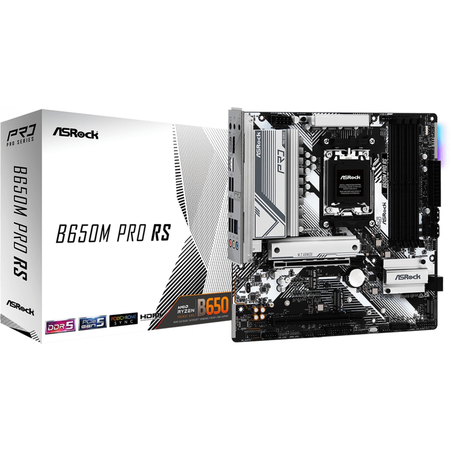 Asrock B650M Pro RS. AMD. Podnožje AM5. AMD Ryzen™ 5. AMD Ryzen™ 7. DDR5-SDRAM 128GB DIMM