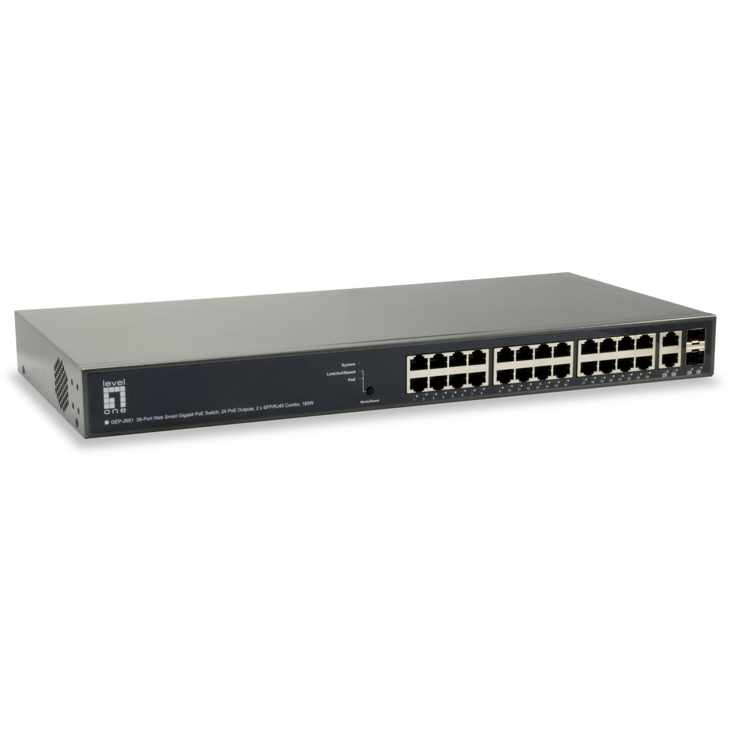 LevelOne GEP-2651. Upravljani. L3. Gigabit Ethernet (10/100/1000). Napajanje preko Etherneta (PoE). Ugradnja u rack.