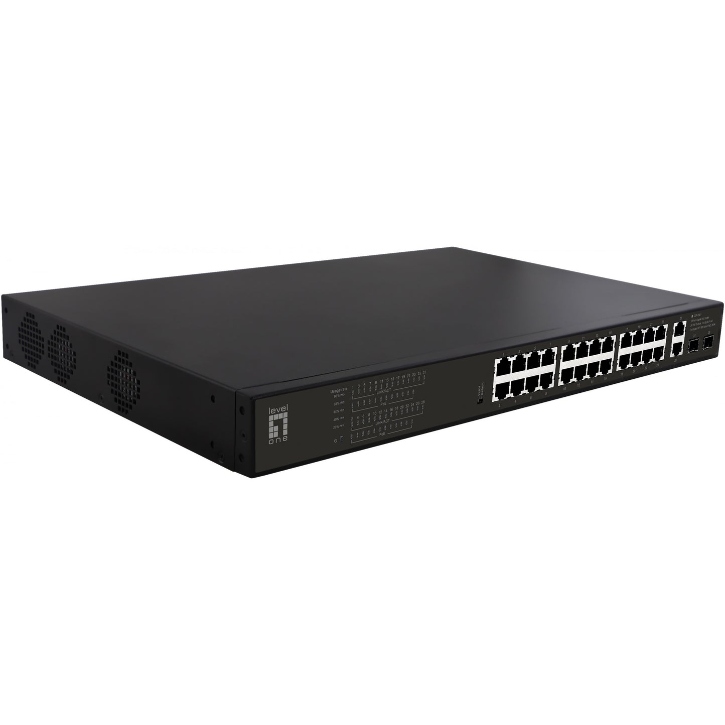 LevelOne GEP-2821. Neupravljan. Gigabit Ethernet (10/100/1000). Napajanje preko Etherneta (PoE). Montaža u rack. 1U