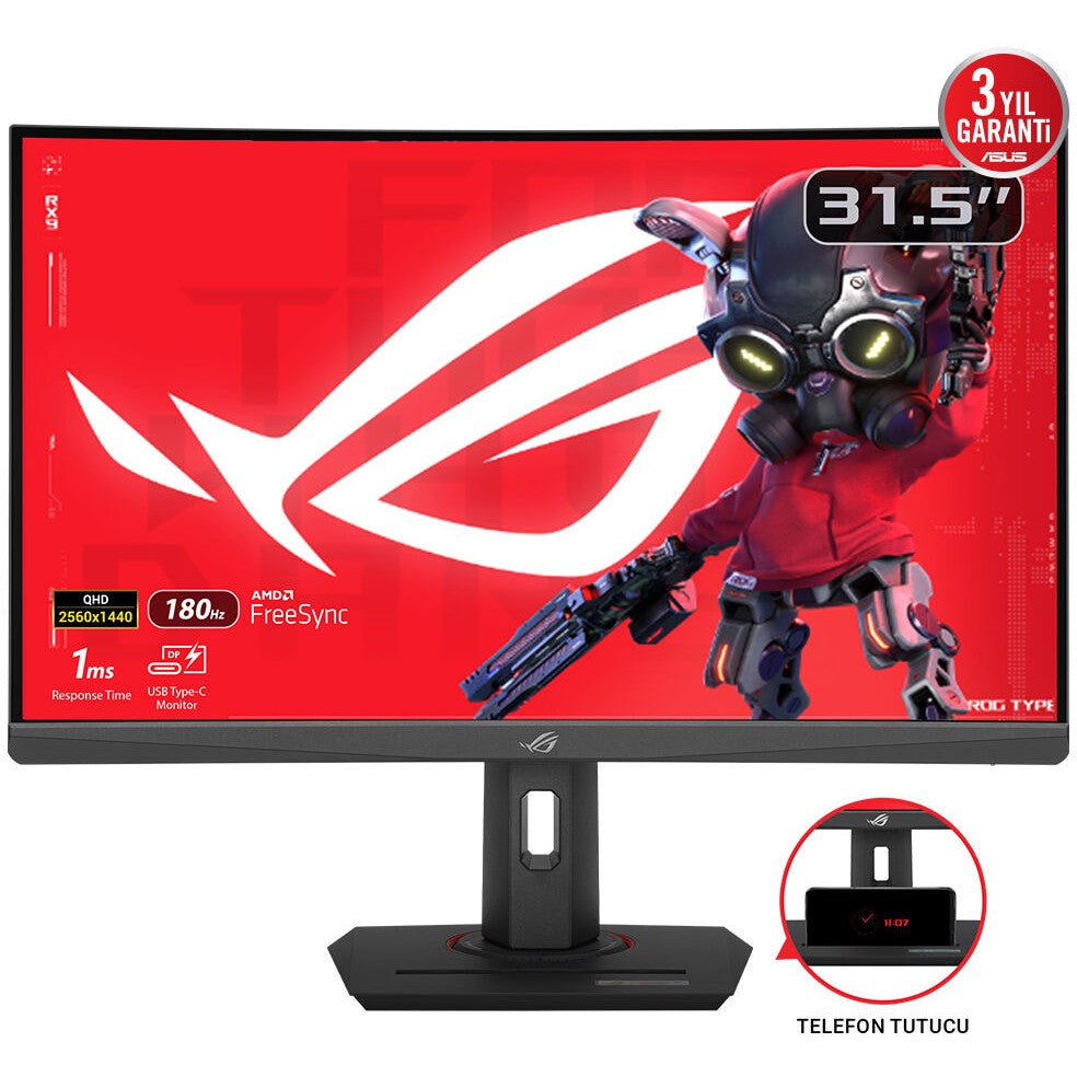 ASUS ROG Strix XG32WCS. 80 cm (31,5"). 2560 x 1440 piksela. Quad HD. LED. 1 ms. Crni