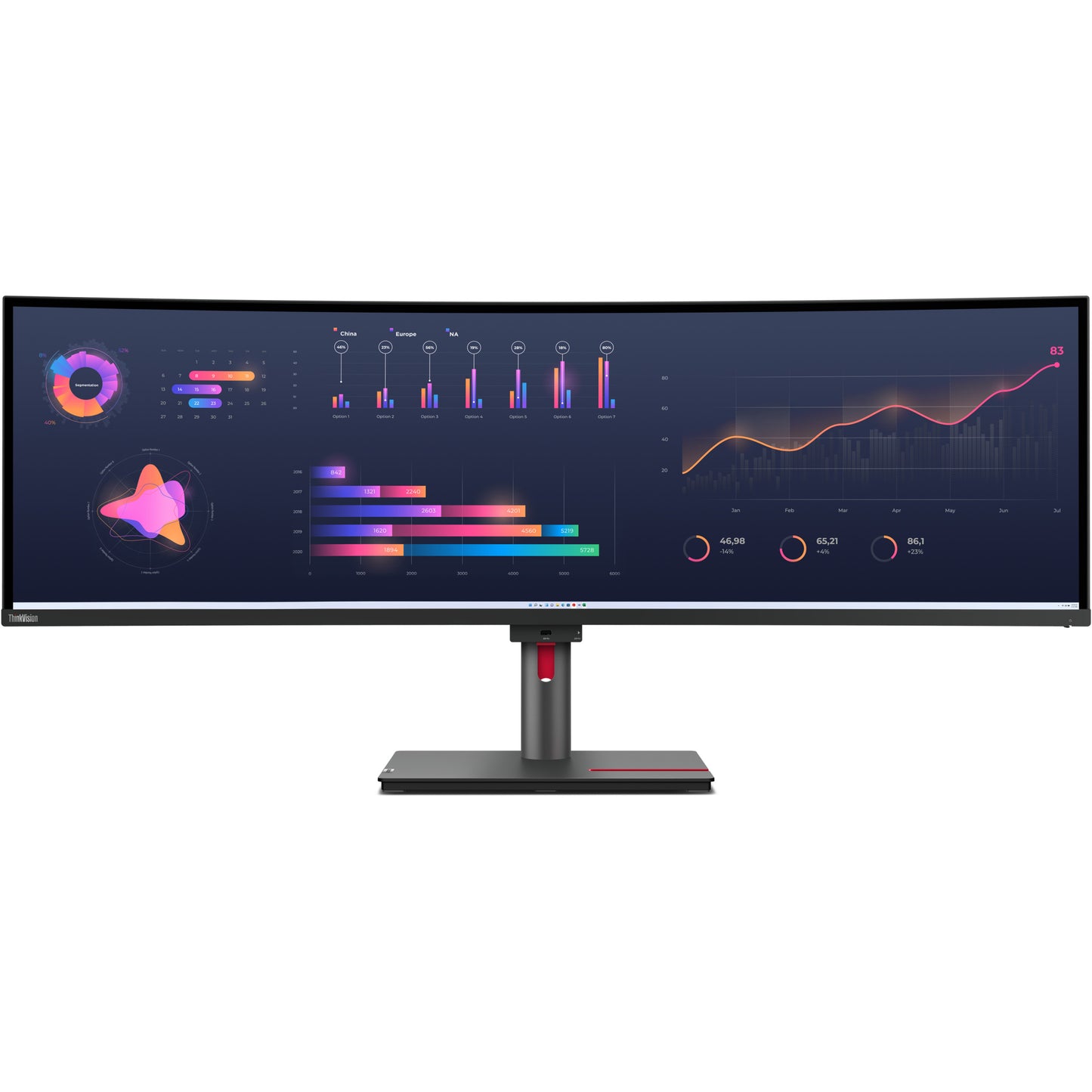 Lenovo ThinkVision P49w-30. 124,5 cm (49"). 5120 x 1440 piksela. DQHD. LED. 6 ms. Crni