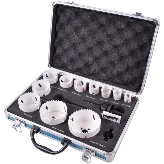 Makita D-47298. Set. Metal. Drvo. 19, 22, 25, 29, 35, 38, 44, 51, 57, 68, 75 mm. 14 dijelova. 11 dijelova