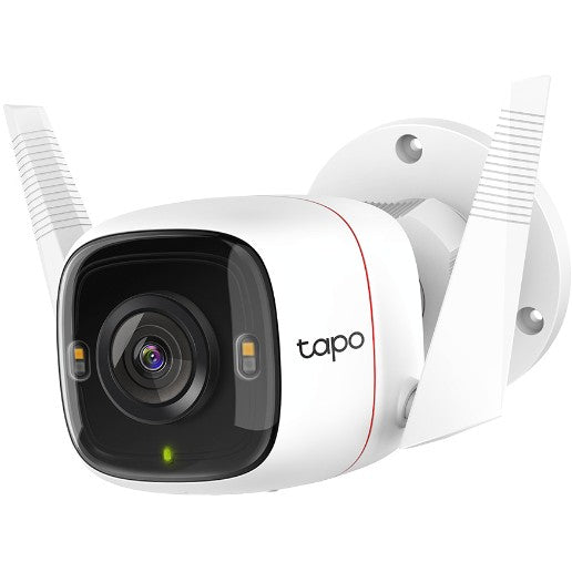 TP-Link Tapo vanjska WiFi sigurnosna kamera. IP sigurnosna kamera. Za unutrašnju i vanjsku upotrebu. Bežična. Zidna. Bijela. Uložak (oblik)