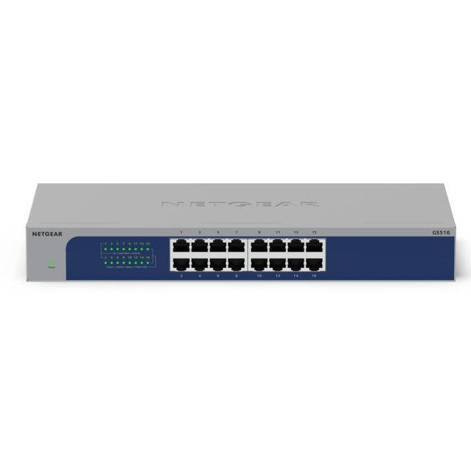 NETGEAR GS516-300EUS. Neupravljani. Gigabit Ethernet (10/100/1000). Ugradnja u rack.