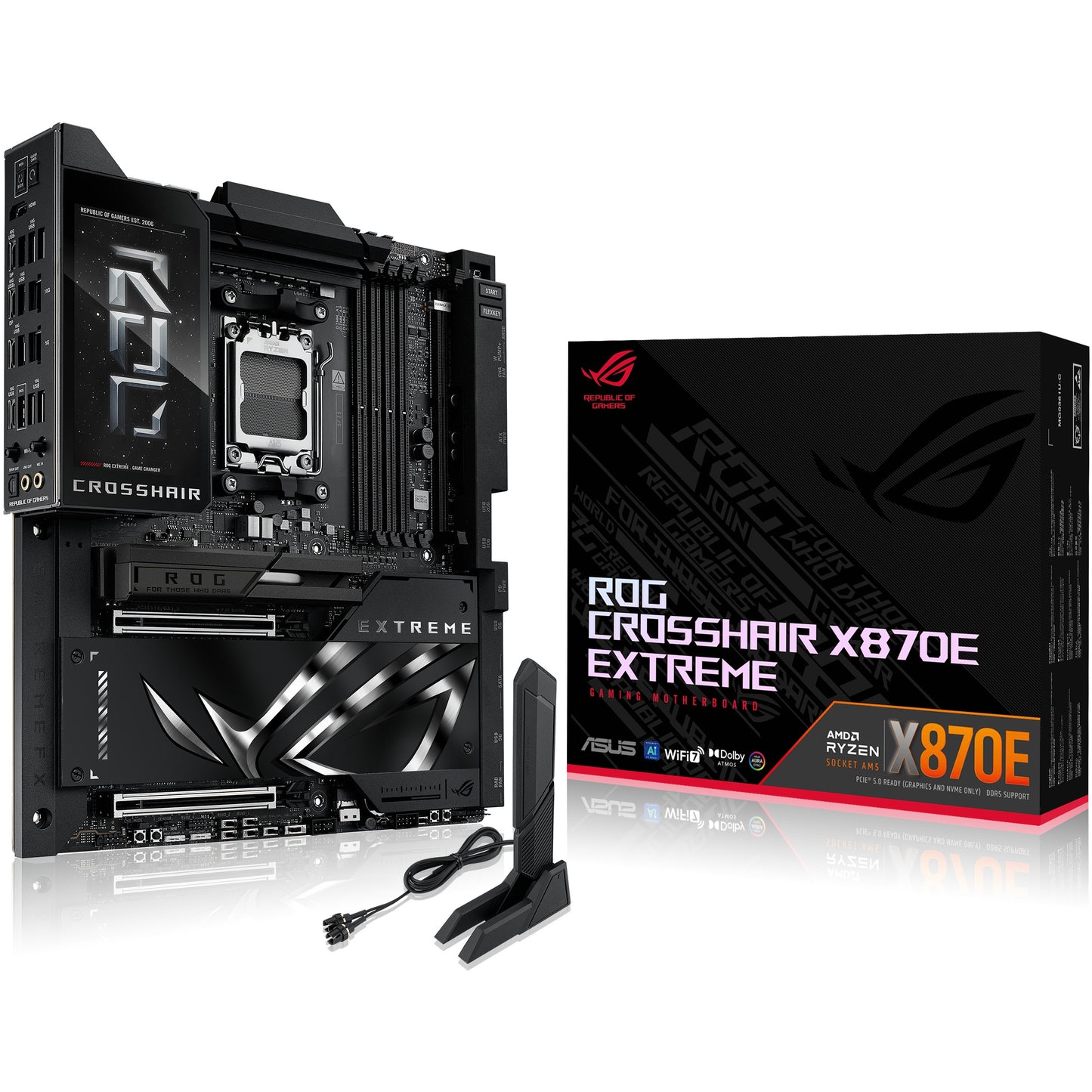 ASUS ROG CROSSHAIR X870E EXTREME. AMD. Podnožje AM5. AMD Ryzen 7000 serija. AMD Ryzen 8000 serija. AMD Ryzen 9000 serija. Podnožje AM5. DDR5 SDRAM. 256GB