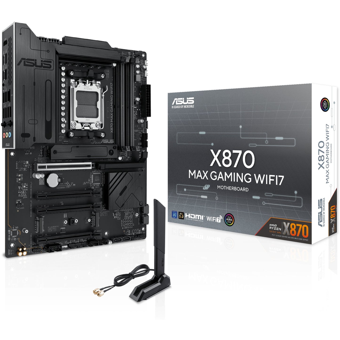 ASUS X870 MAX GAMING WIFI7. AMD. Podnožje AM5. AMD Ryzen 7000 serija. AMD Ryzen 8000 serija. AMD Ryzen 9000 serija. DDR5 SDRAM. 256GB. DIMM