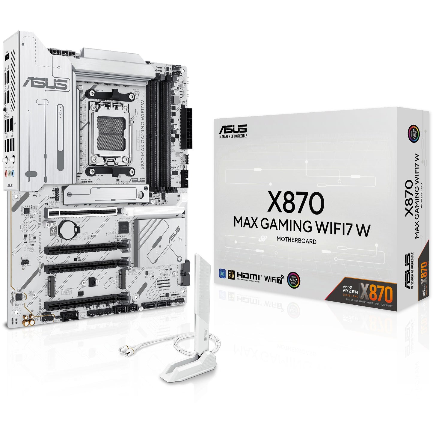 ASUS X870 MAX GAMING WIFI7 W. AMD. Podnožje AM5. AMD Ryzen 7000 serija. AMD Ryzen 8000 serija. AMD Ryzen 9000 serija. Podnožje AM5. DDR5 SDRAM. 256GB