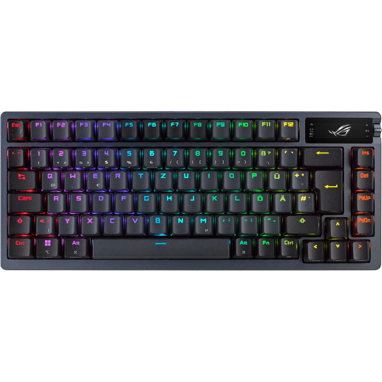 ASUS ROG Azoth. Žični i bežični. USB + RF bežični + Bluetooth. Mehanička tastatura. QWERTY. RGB LED. Crna.