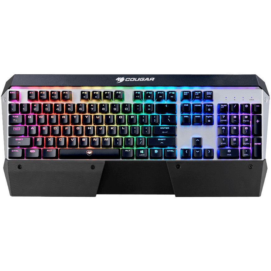 COUGAR gejmerska tastatura Attack X3 RGB. Mehanička. Cherry MX smeđa. Žična. USB. Mehanička tastatura. QWERTZ. RGB LED. Crna. Srebrna