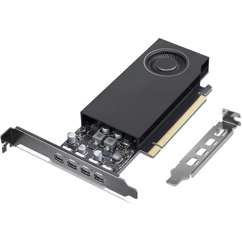 Lenovo NVIDIA RTX A400. RTX A400. 4GB. GDDR6. 7680 x 4320 piksela. PCI Express x8 4.0. 1 ventilator.