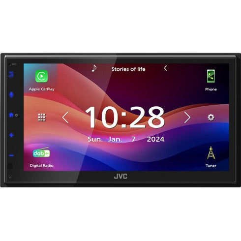 JVC KW-M595DBT. Crni. 22 W. 20 - 20000 Hz. 4 oma. NTSC. PAL. AAAC. FLAC. MP3. WAV. WMA.