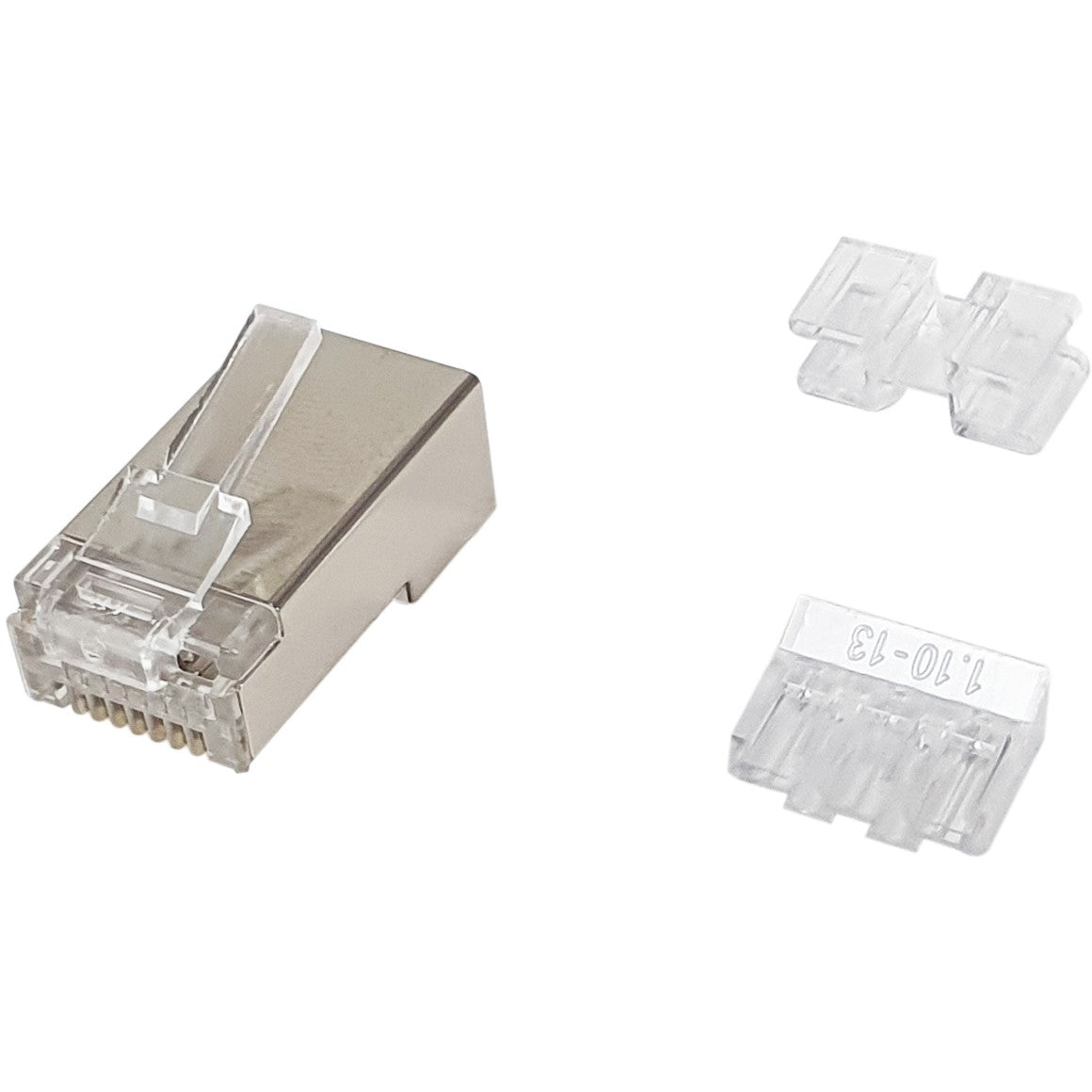 Equip Cat.6A RJ45 oklopljeni konektor. 100 komada u pakovanju. RJ-45. Čelik sa satenskom završnom obradom. Prozirni. Muški. Ravni. Cat6a. Zlatni.