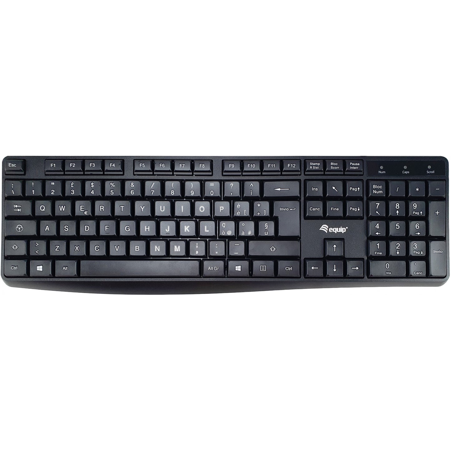 Equip 245213. Puna veličina (100%). Žični. USB. QWERTY. Crni.