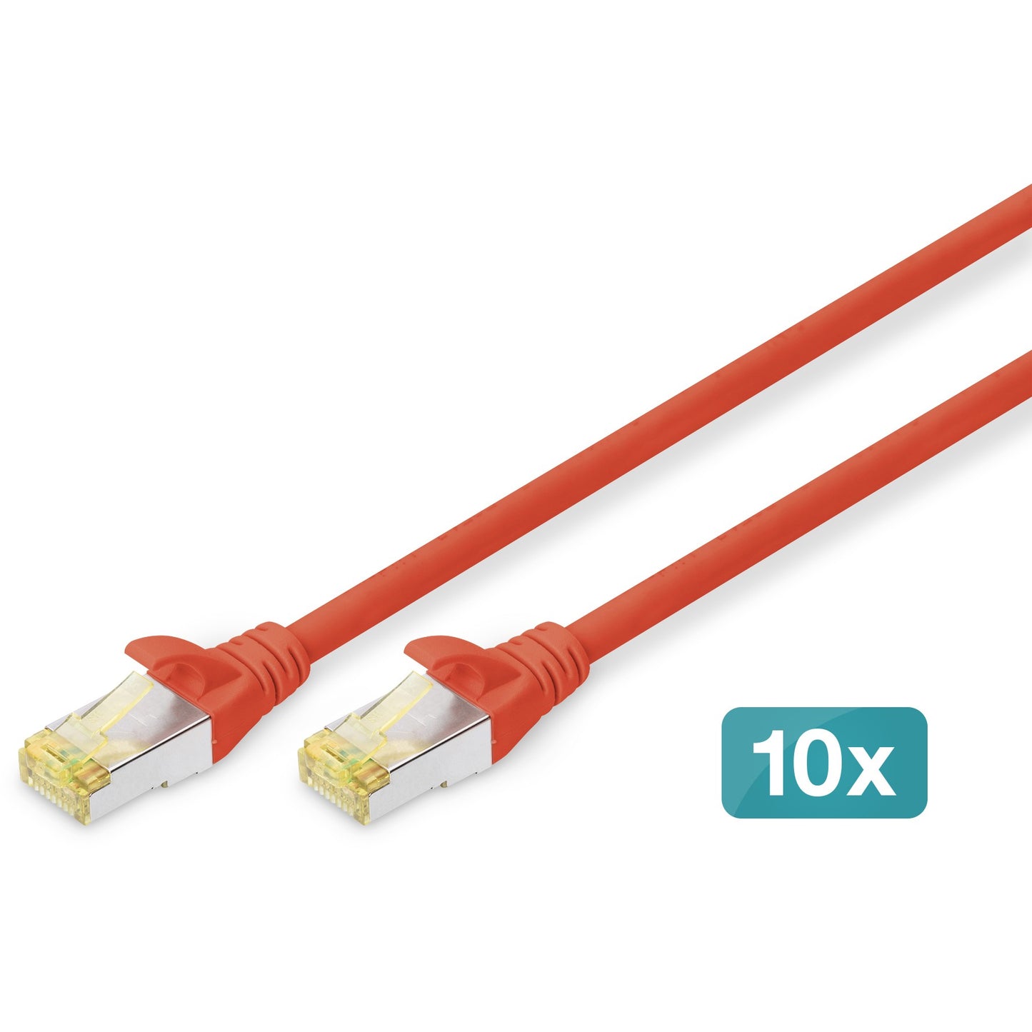 Digitus CAT 6A S/FTP patch kabel. 10 komada. 3 m. Cat6a. S/FTP (S-STP). RJ-45. RJ-45. Crveni.