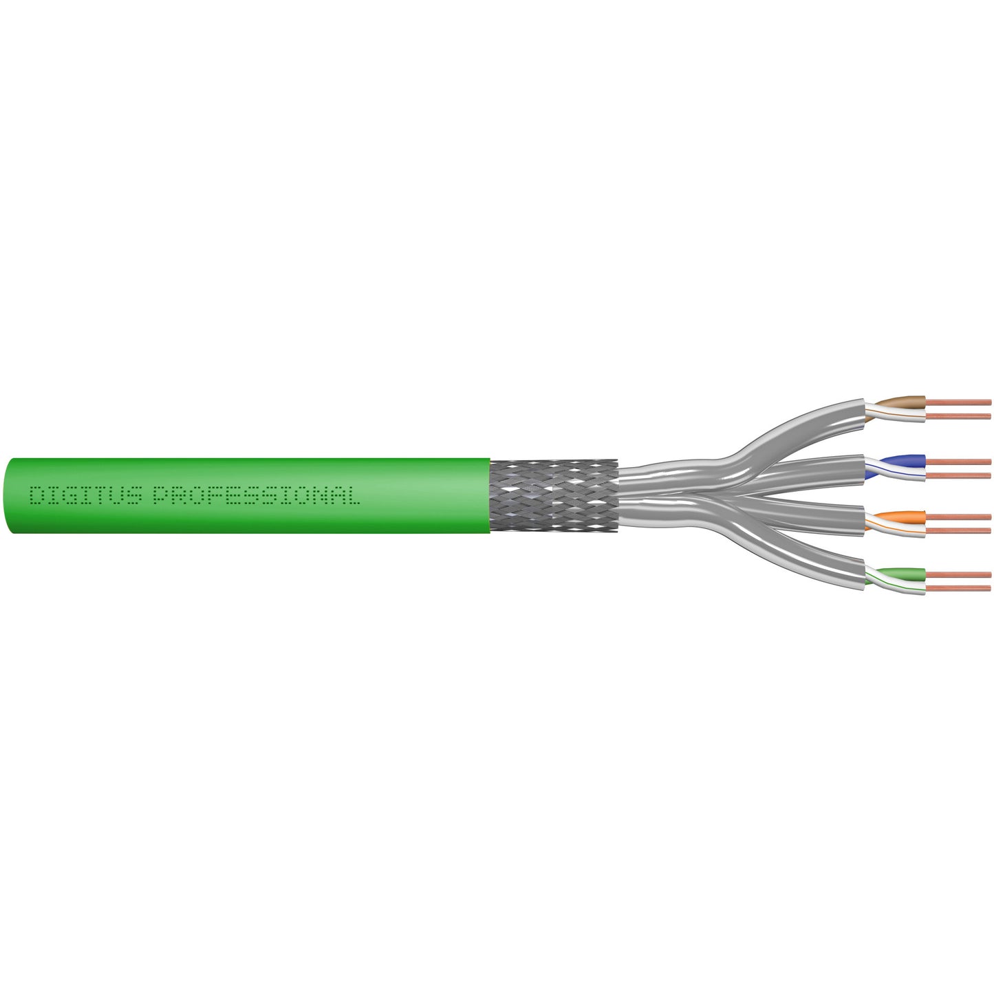 Digitus CAT 8.2 S/FTP podatkovni kabel - instalacijski kabel. 100 m. Simplex. cca. 100 m. Cat8.2. S/FTP (S-STP). Zeleni