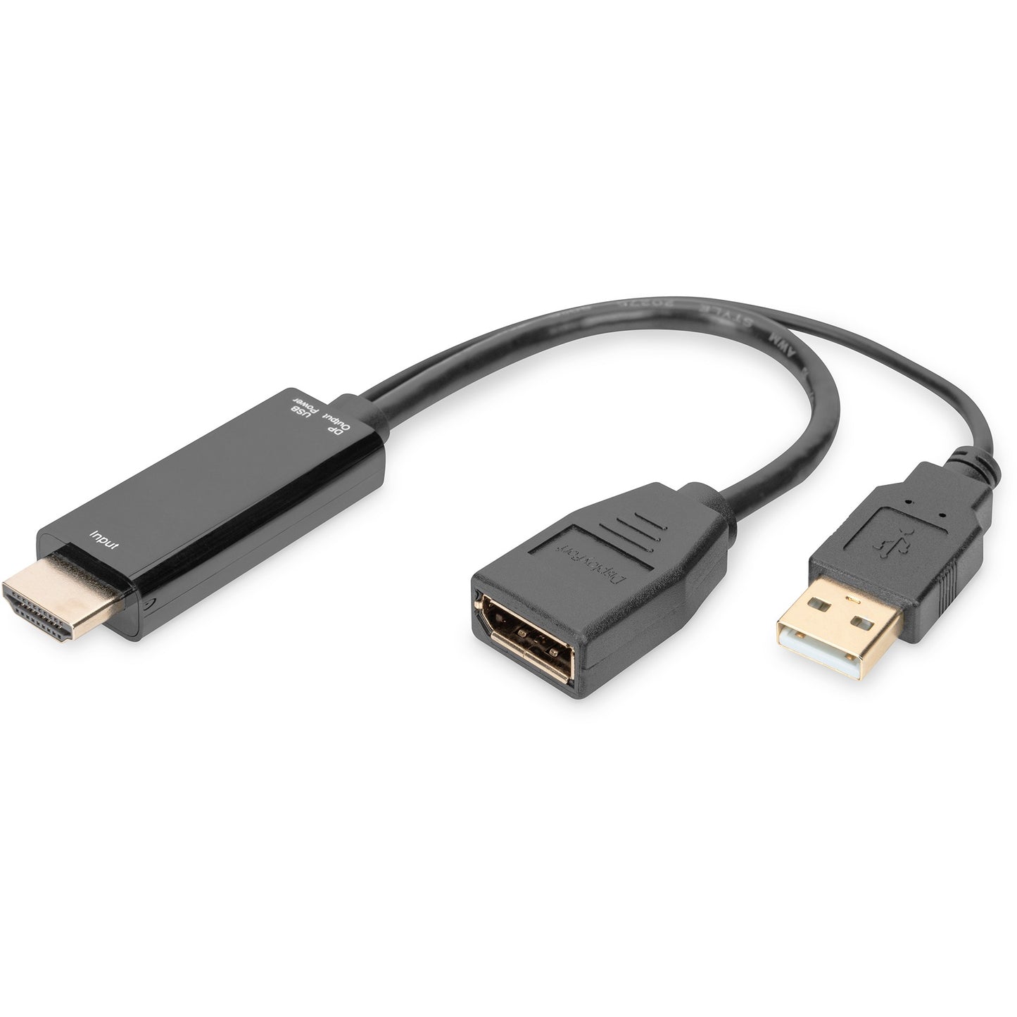 Digitus 4K HDMI adapter - HDMI na DisplayPort. 0,2 m. HDMI tip A (standardni). HDMI + USB. Muški. Muški/Ženski. Ravni.