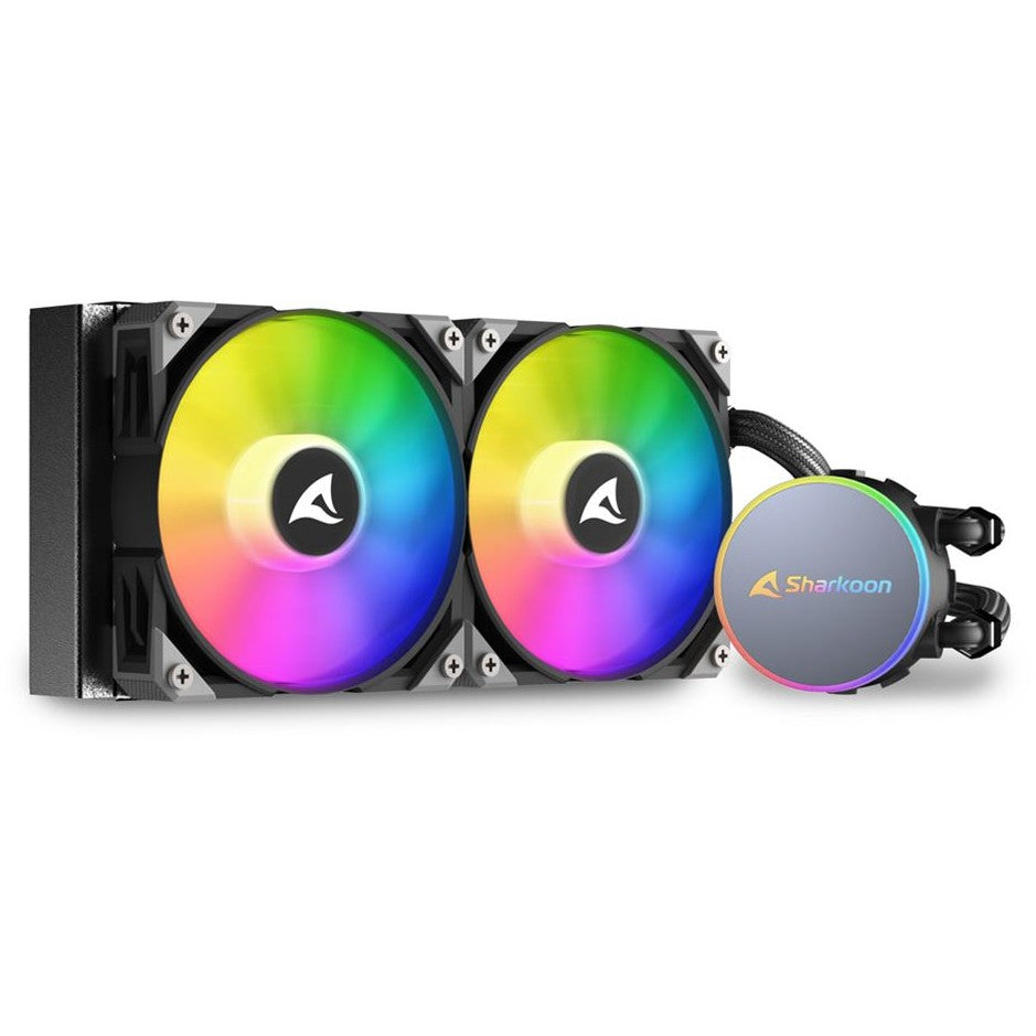 Sharkoon S70 RGB. Višenamjenski hladnjak s tekućinom. 12 cm. 600 RPM. 2000 RPM. 131,93 m³/h. Crni