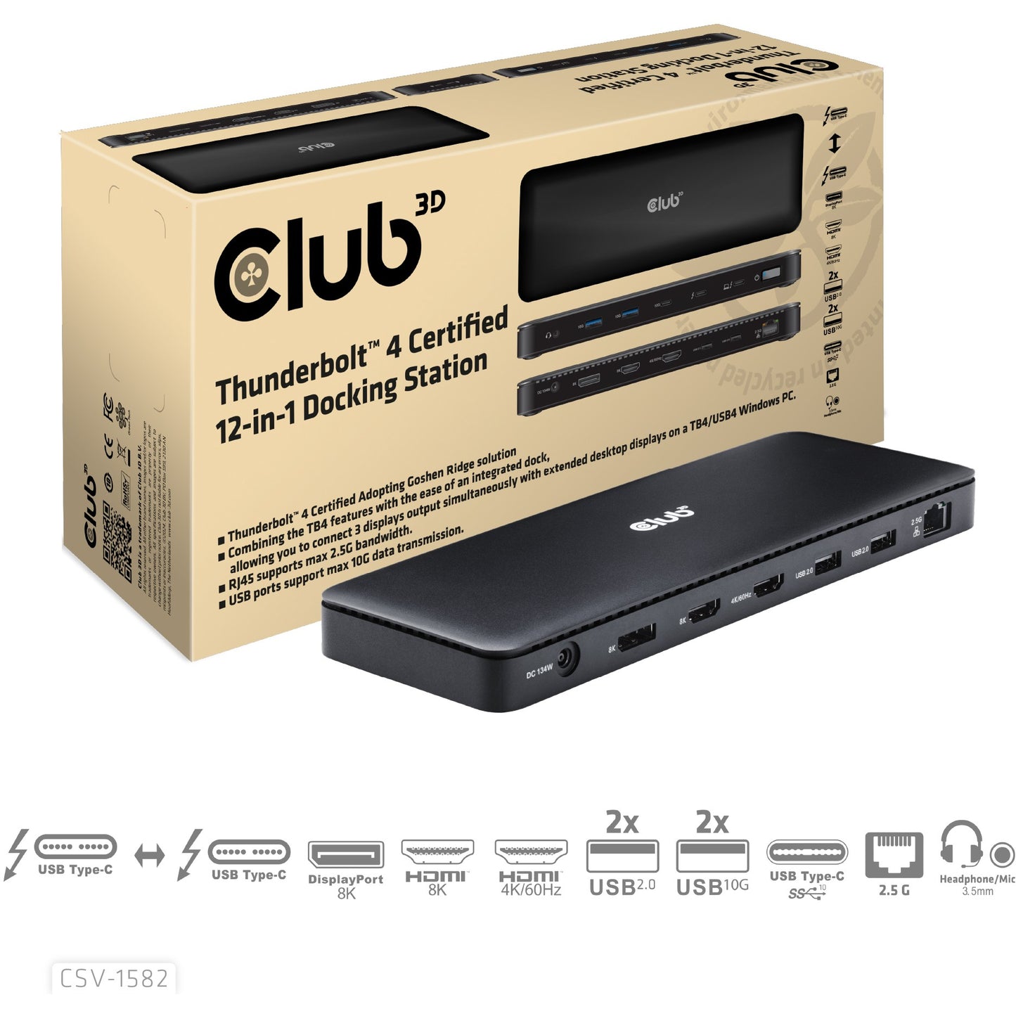 CLUB3D Club 3D. Priključna stanica TB4 12 u 1