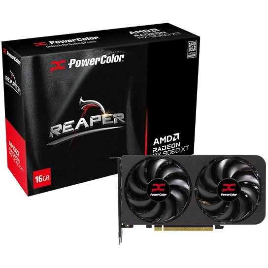 PowerColor Reaper AMD Radeon RX 9060 XT 16GB GDDR6. Radeon RX 9060 XT. 16 GB. GDDR6. 128 bita. 7680 x 4320 piksela. PCI Express x16 5.0