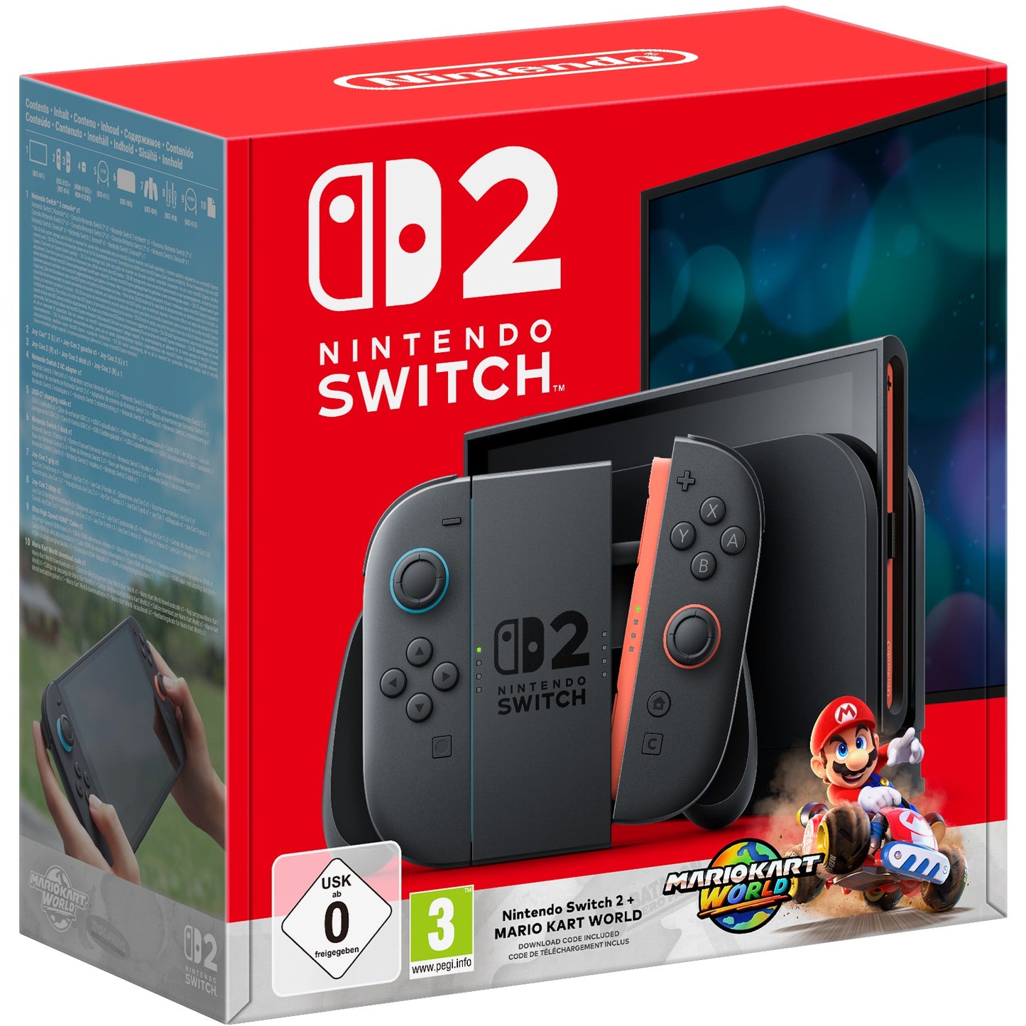 Nintendo Switch 2 + Mario Kart World. Nintendo Switch 2. Crna. Analogni / Digitalni. D pad. Dugme Home. Dugme za meni. Dugme za napajanje. Dugmad. LCD.