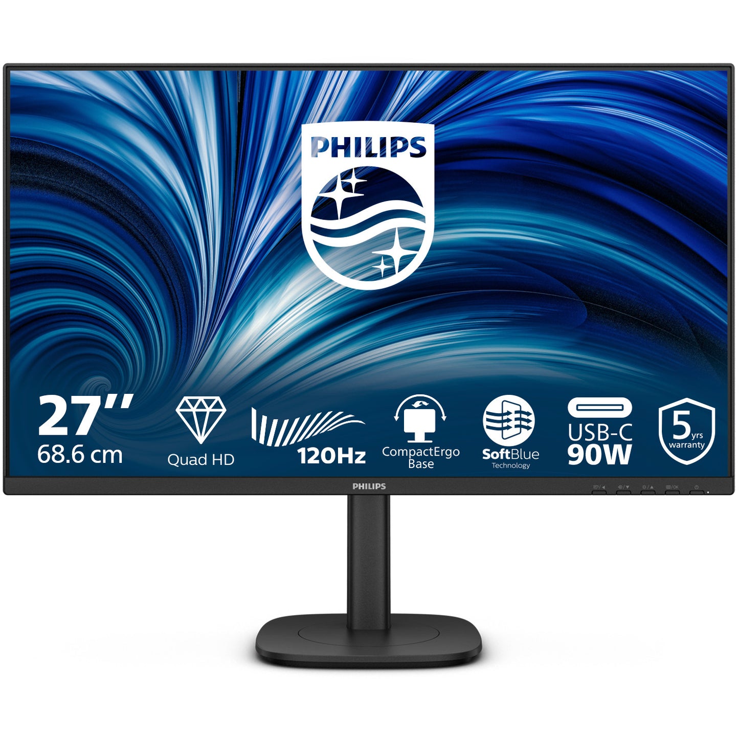 Philips 3000 serija 27B2U3601/00. 68,6 cm (27"). 2560 x 1440 piksela. Quad HD. LCD. 4 ms. Crni