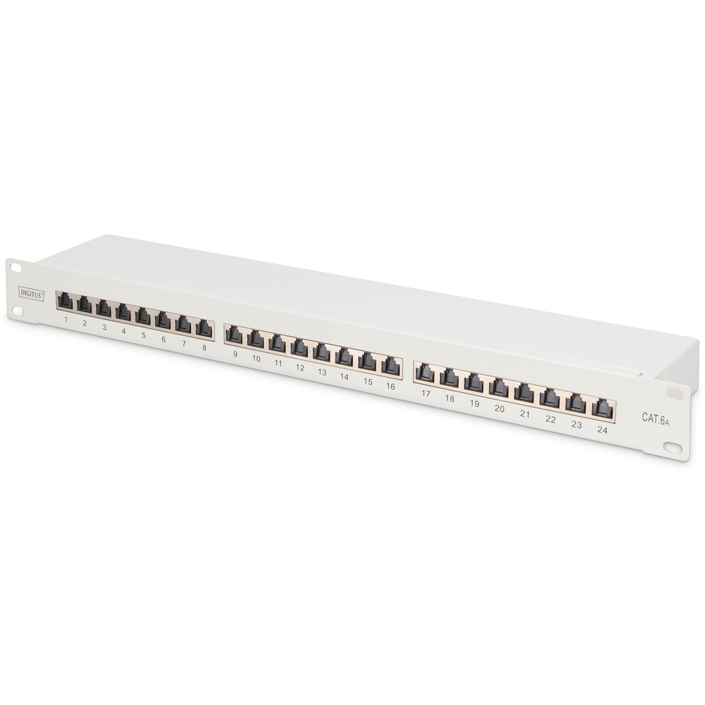 Digitus CAT 6A. Patch panel klase EA. Oklopljen. Gigabit Ethernet. Cat6a. Siva. Montaža u rack. 1U. 1,5 mm