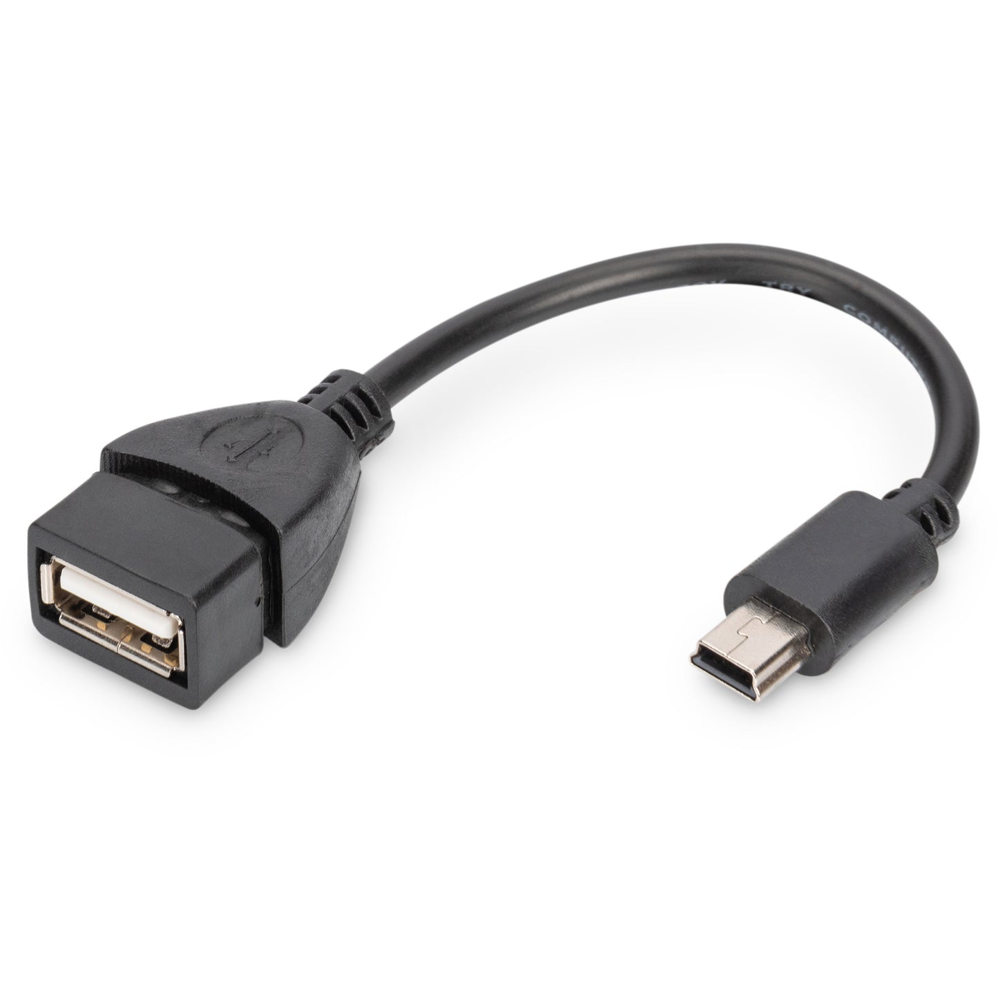 Digitus USB adapter/konverter. OTG. 0,2 m. Mini USB B. USB A. USB 2.0. Crni